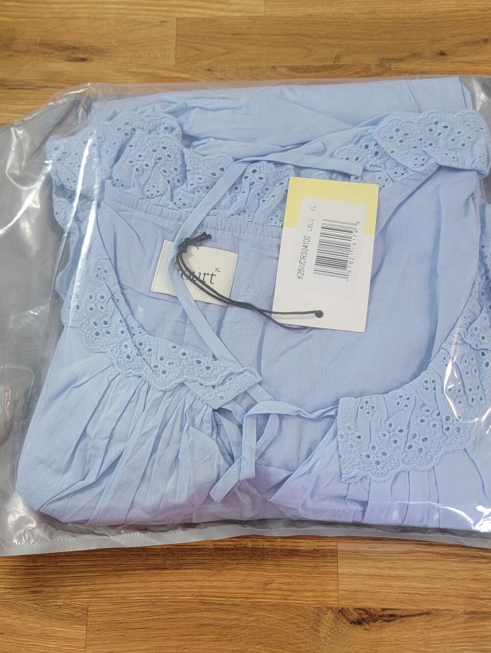 Kourt Sundress In Light Blue Lace-Trim Puff Sleeve Mini Dress - Picture 7 of 10